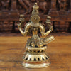 Brass Saraswati Idol, Seated on a Lotus, Fine Golden Finish 12"