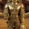 Brass Vishnu, Standing on a Lotus, Fine Golden Finish 12"