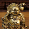 Brass Laughing Buddha Idol, Fine Golden Finish 8.5"