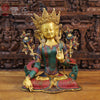 Brass Tara Idol, Seated, Fine Golden and Stone work 27"