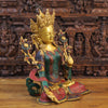 Brass Tara Idol, Seated, Fine Golden and Stone work 27"