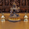 Brass Tara Idol, Seated on a Lotus, Black Patina & Golden Finish 14"