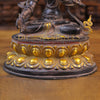 Brass Tara Idol, Seated on a Lotus, Black Patina & Golden Finish 14"