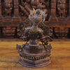 Brass Tara Devi Idol, Seated on a Lotus, Brown Finish 14"