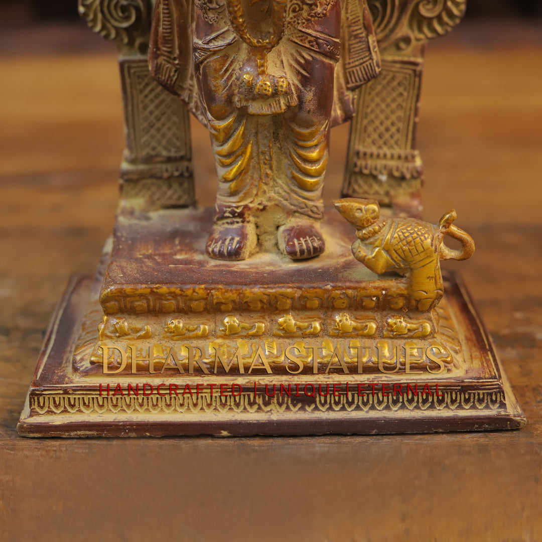 Brass 3 face Ganesh Statue, Bronze Finish 11"