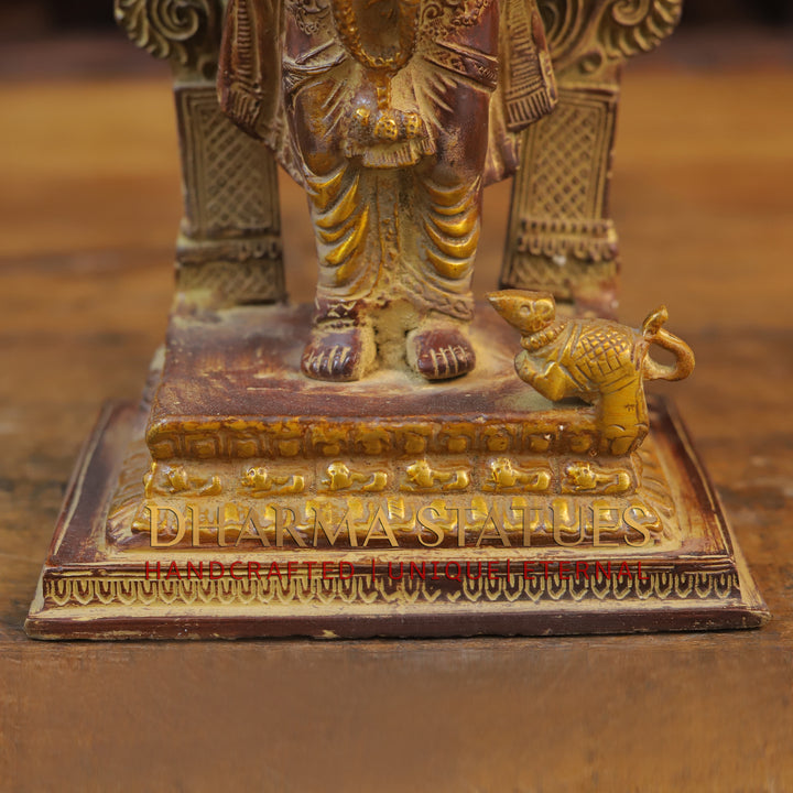 Brass 3 face Ganesh Statue, Bronze Finish 11"