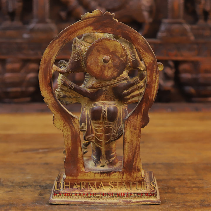 Brass 3 face Ganesh Statue, Bronze Finish 11"