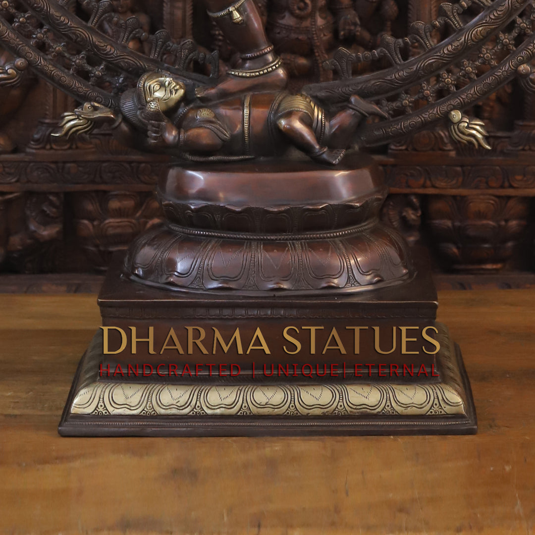 Brass Natraj Idol, Masterpiece of Divine Dance and Cosmic Energy, Copper with Golden Finish,  47.5"