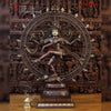 Brass Natraj Idol, Masterpiece of Divine Dance and Cosmic Energy, Copper with Golden Finish,  47.5"