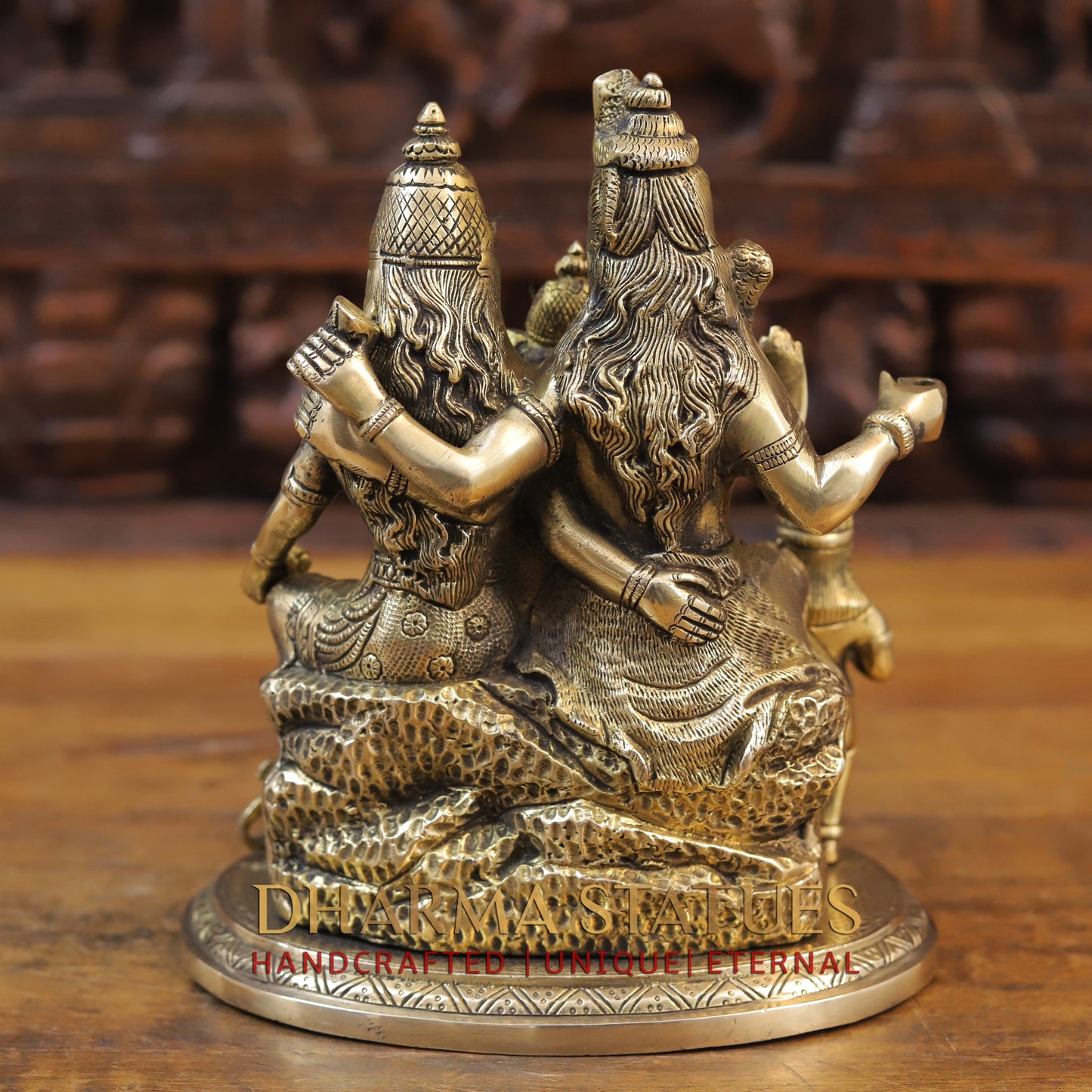 Brass Shiv Parivar Idol, Fine Golden Work 9.5"