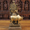 Brass Krishna With Cow, Divine Shepherd, Fine Gold,  17"