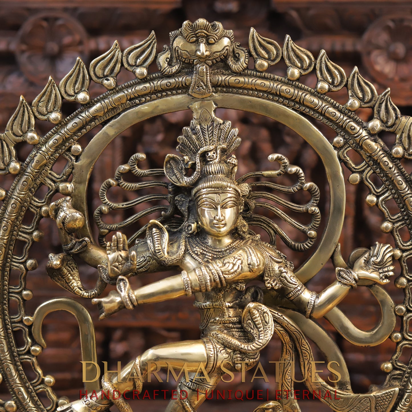 Brass Natraj Statue, Dancing lord Shiva, Fine Golden Finish 21"