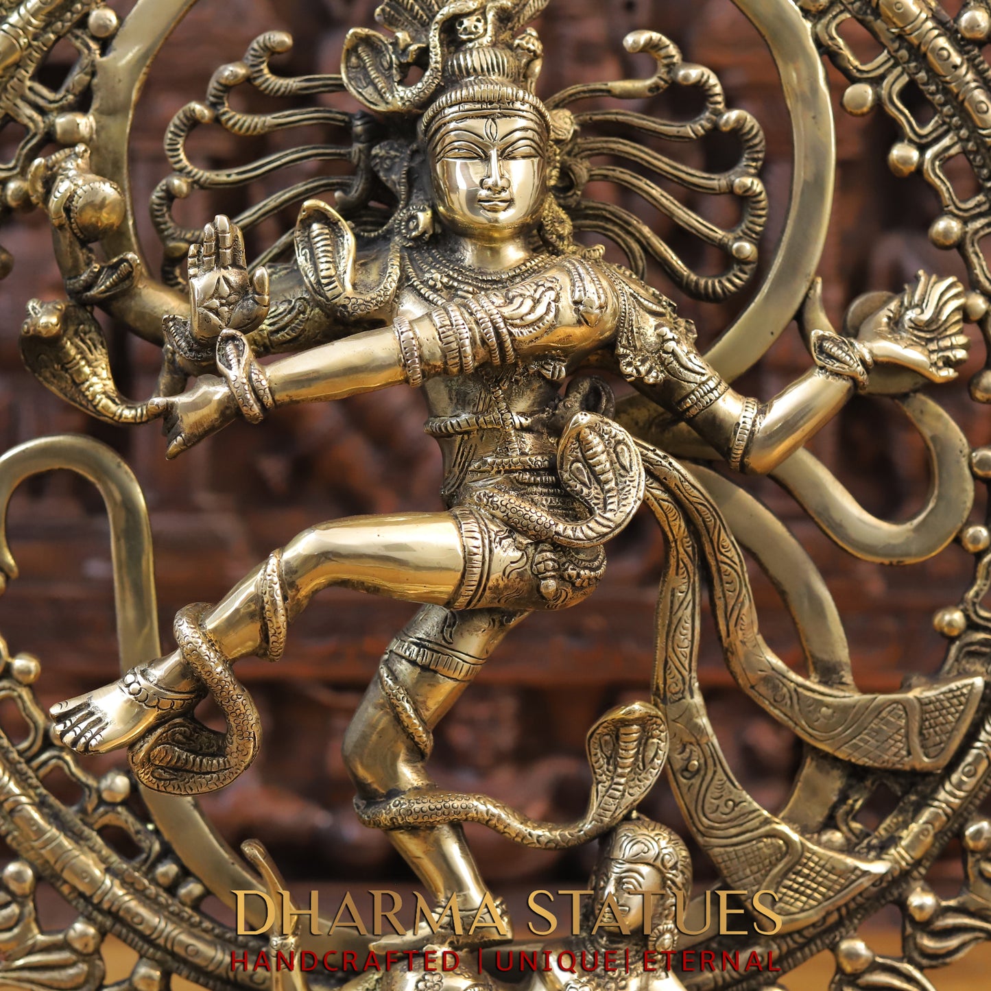 Brass Natraj Statue, Dancing lord Shiva, Fine Golden Finish 21"