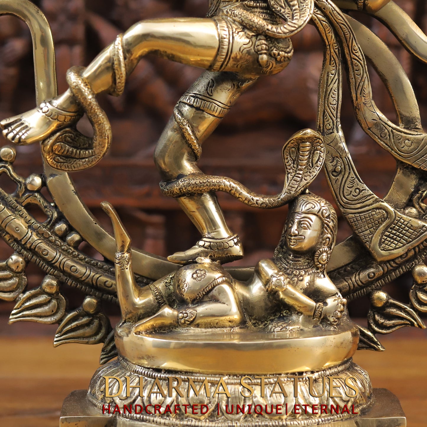 Brass Natraj Statue, Dancing lord Shiva, Fine Golden Finish 21"