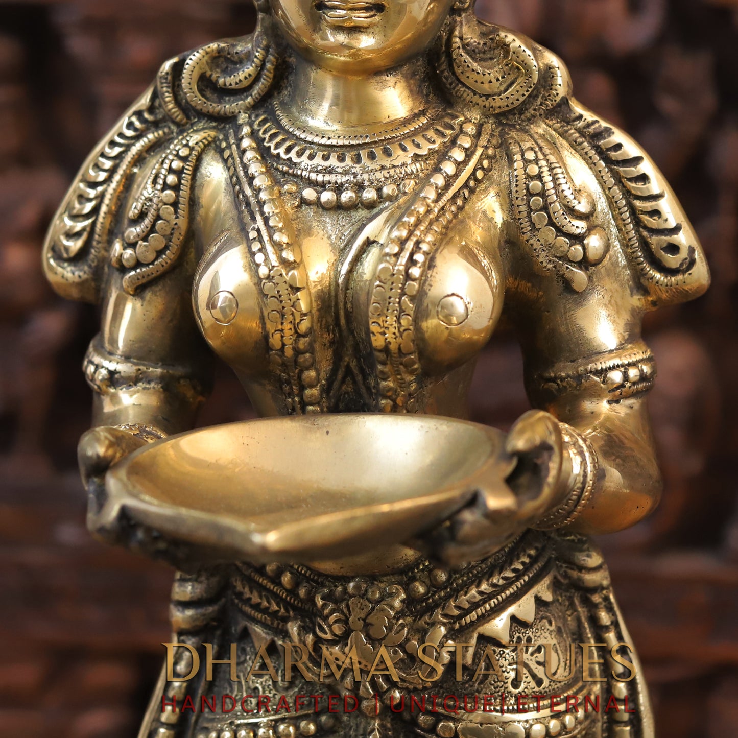 Brass Deep Lady Statue, Fine Golden and Copper Finish 23"