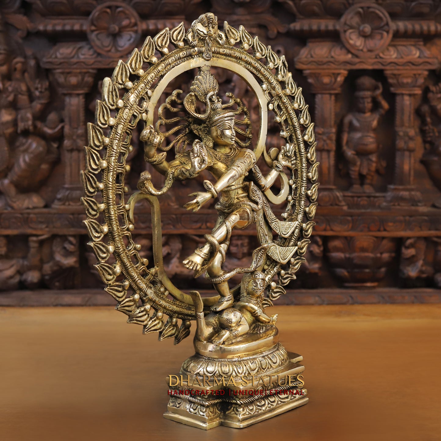 Brass Nataraja, Dancing Shiva, Golden Finish, 20"