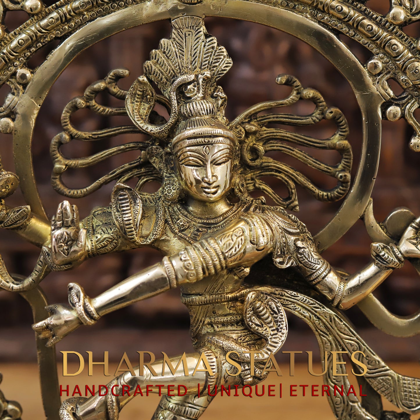 Brass Nataraja, Dancing Shiva, Golden Finish, 20"