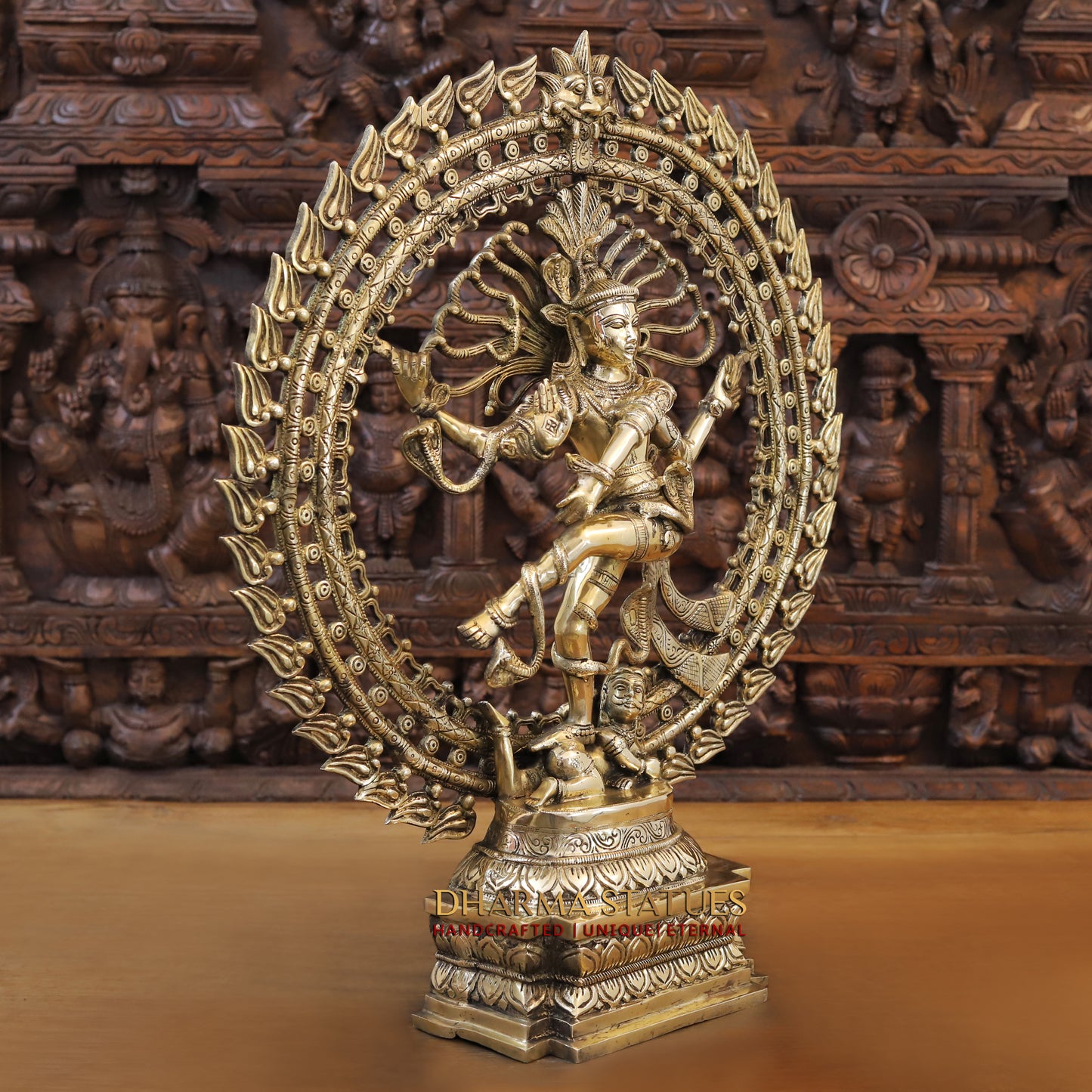 Brass Nataraja, Dancing Shiva, Golden Finish, 27"