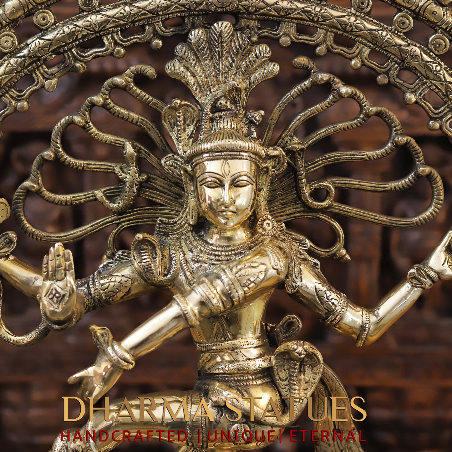 Brass Nataraja, Dancing Shiva, Golden Finish, 27"