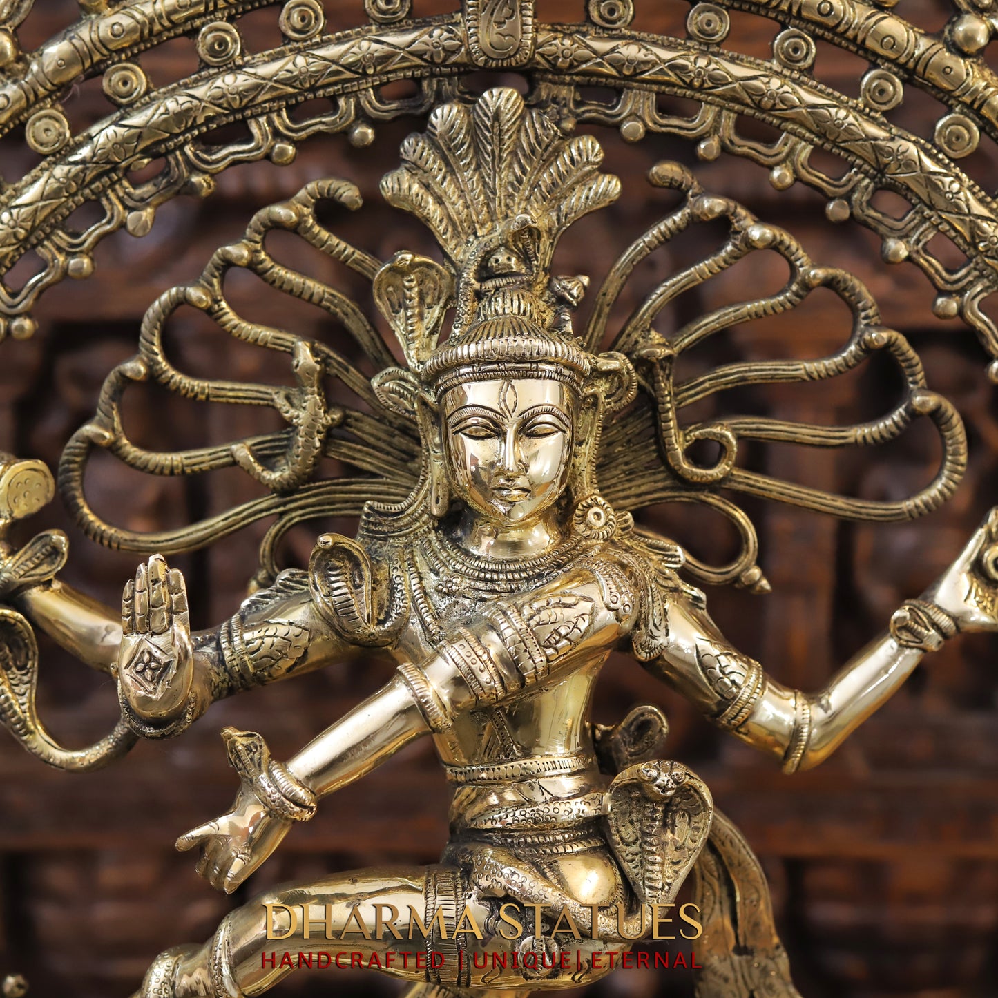 Brass Nataraja, Dancing Shiva, Golden Finish, 27"