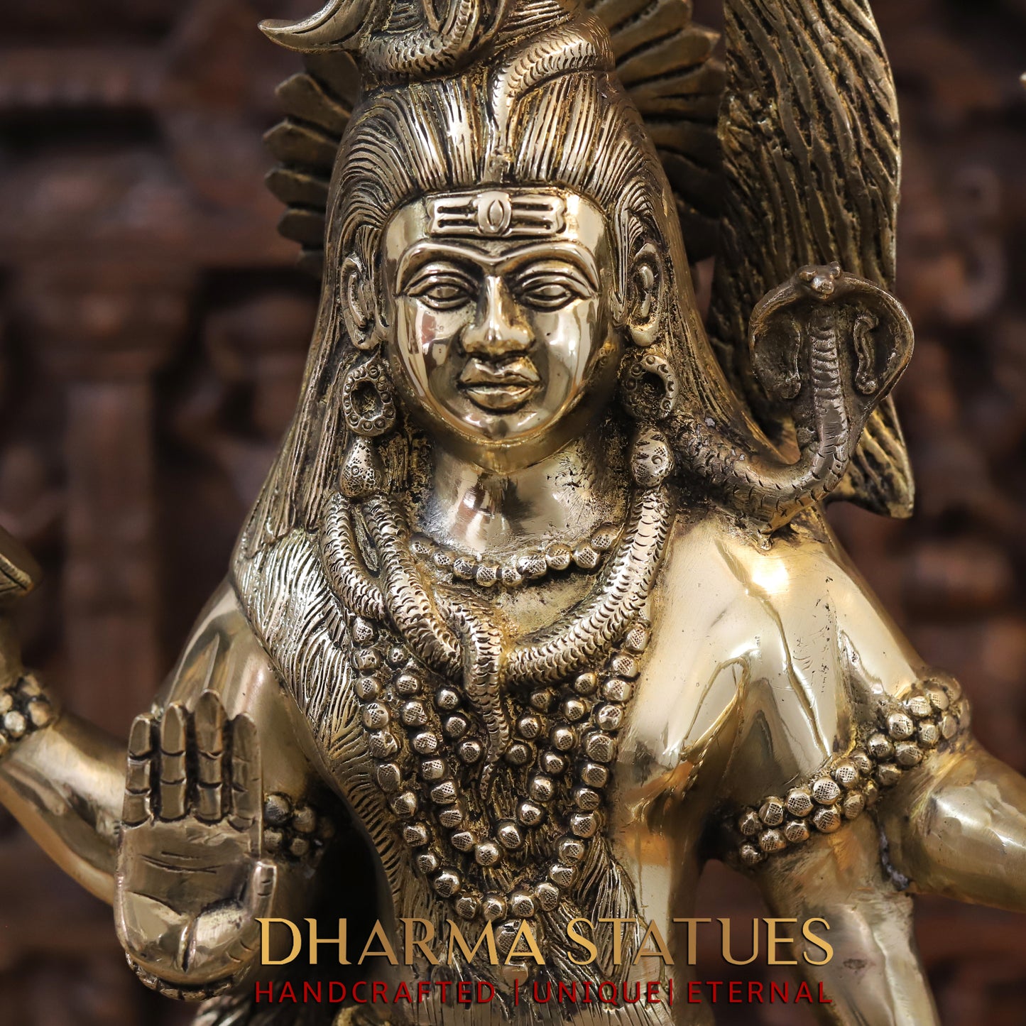 Brass Shiva standing with Trishul, Golden Finish, 24"