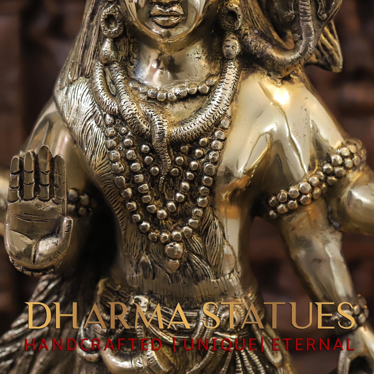 Brass Shiva standing with Trishul, Golden Finish, 24"