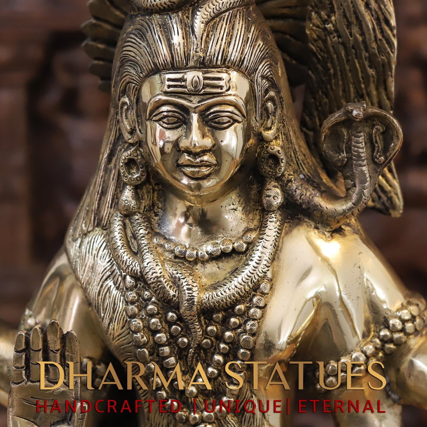 Brass Shiva standing with Trishul, Golden Finish, 24"