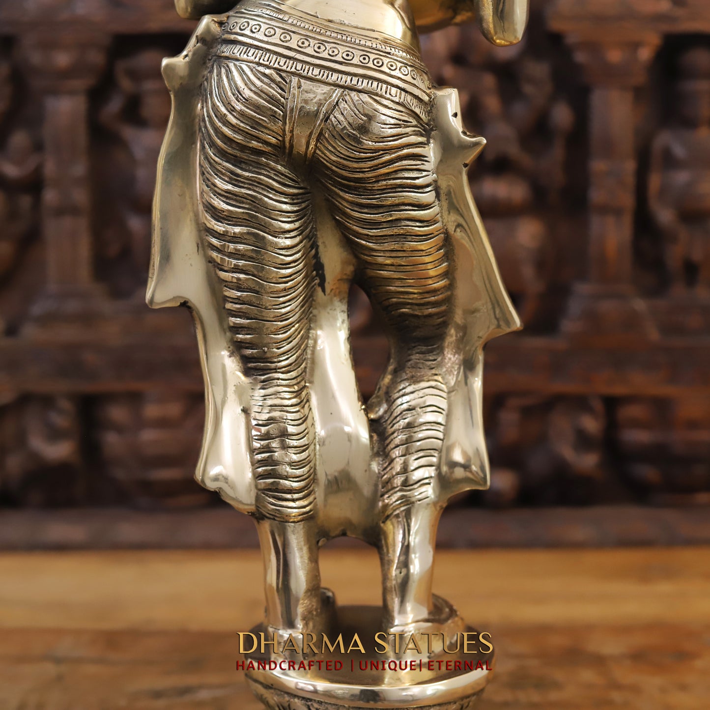 Brass Lakshmi pair holding Lamp, Golden Finish, 28"