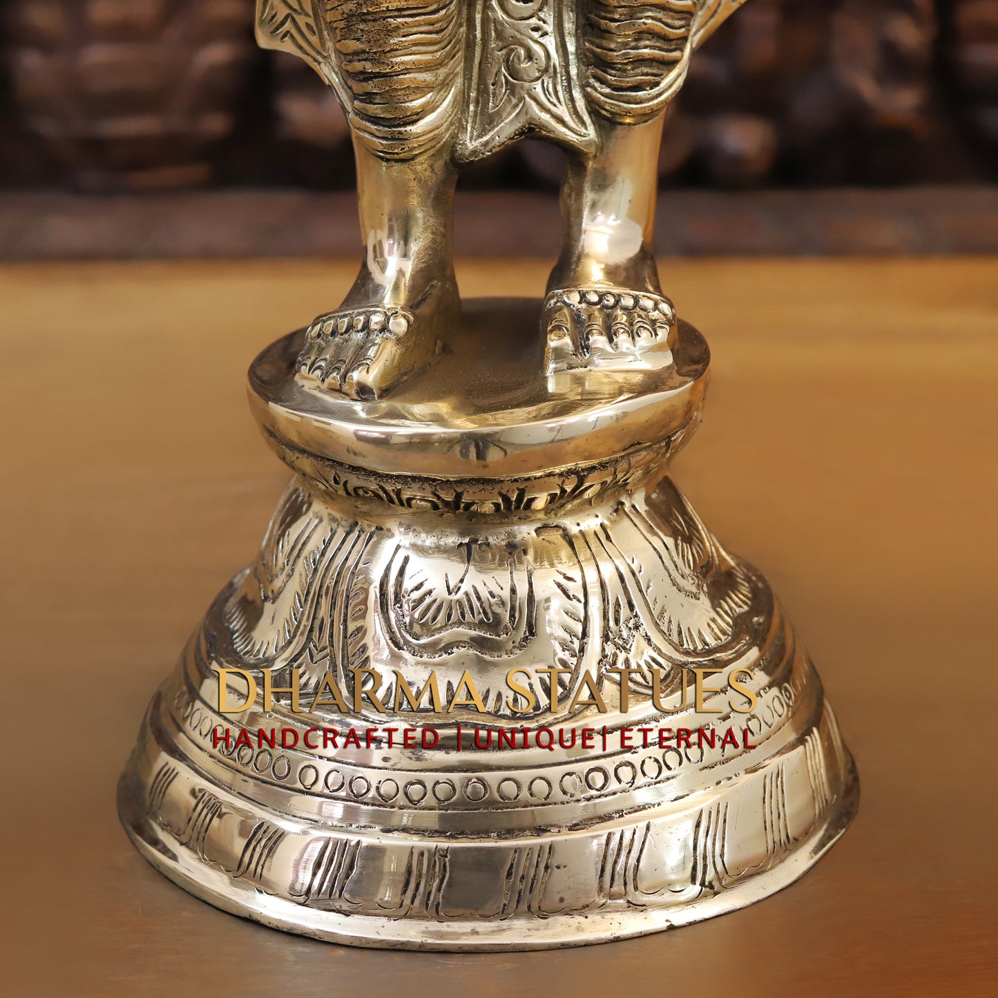 Brass Lakshmi standing with lamp, Golden Finish, 28"