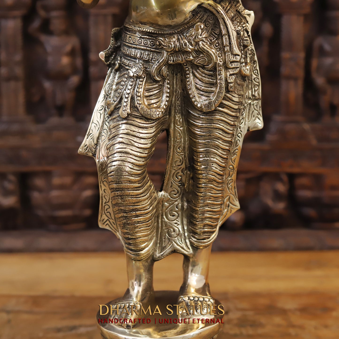 Brass Lakshmi pair holding Lamp, Golden Finish, 28"