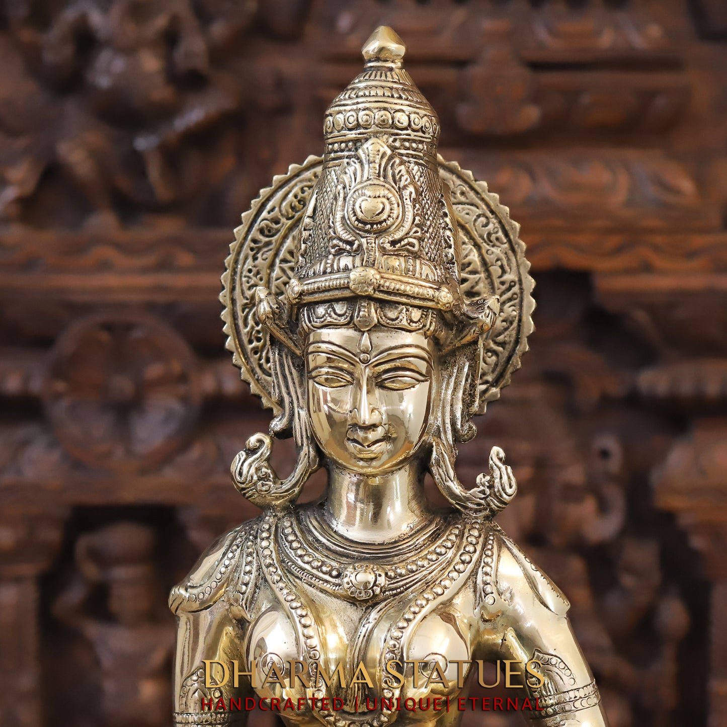 Brass Lakshmi pair holding Lamp, Golden Finish, 28"