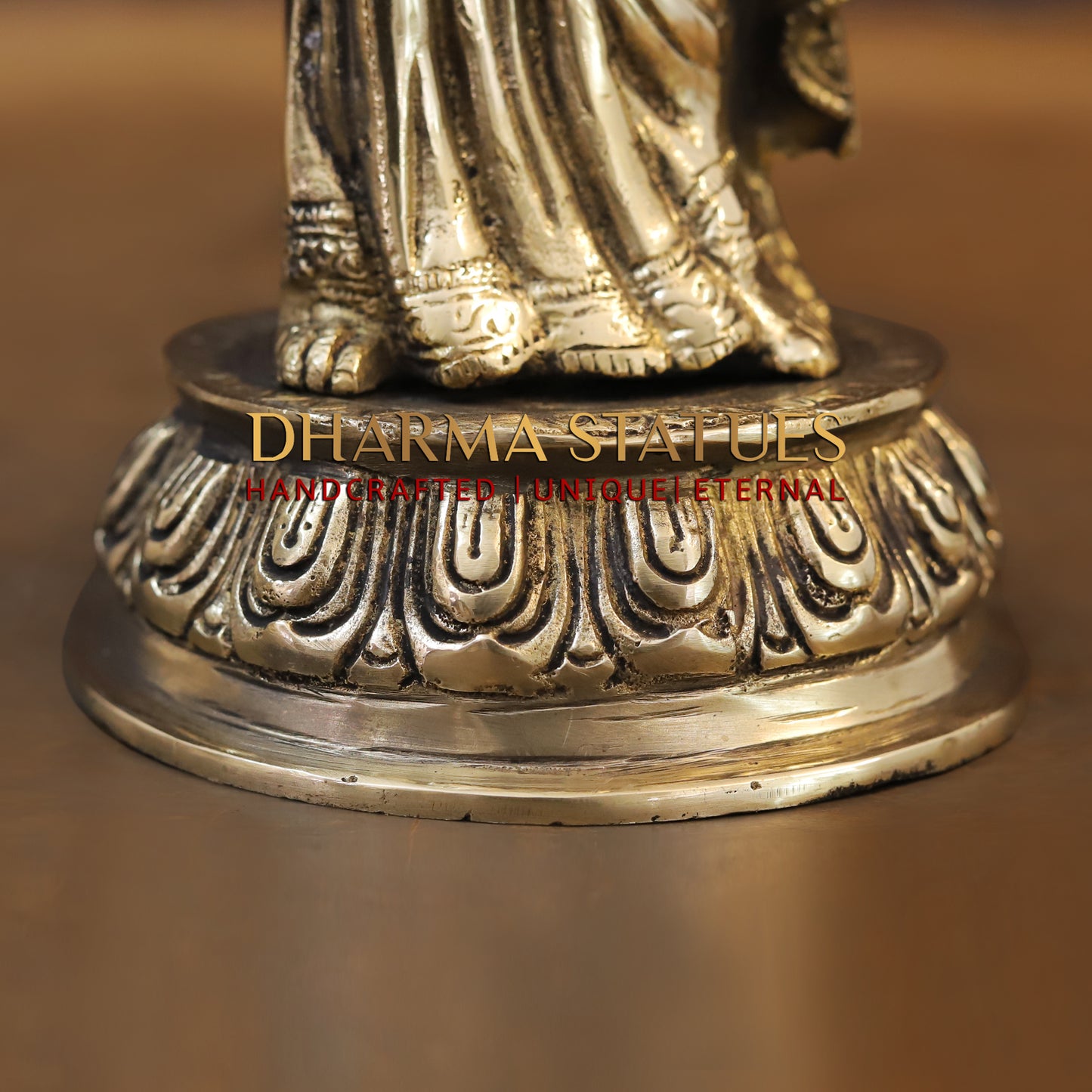 Brass Ram Darbar - Lord Ram, Sita and Laxman With Hanuman seated, Golden Finish, 17"