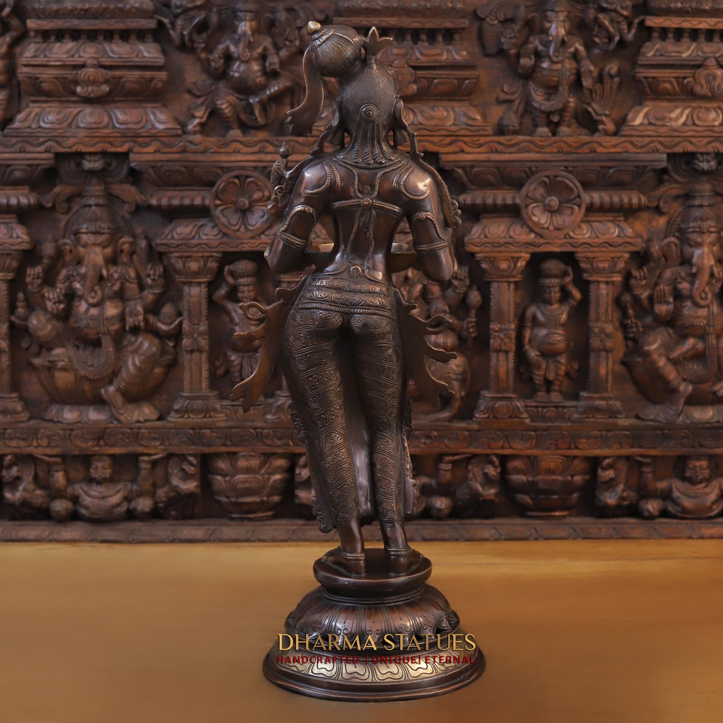 Brass Deeplakshmi holding Lamp, Copper & Golden Finish, 30"