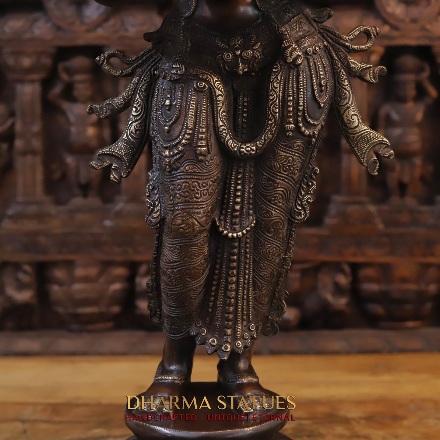 Brass Deeplakshmi holding Lamp, Copper & Golden Finish, 30"