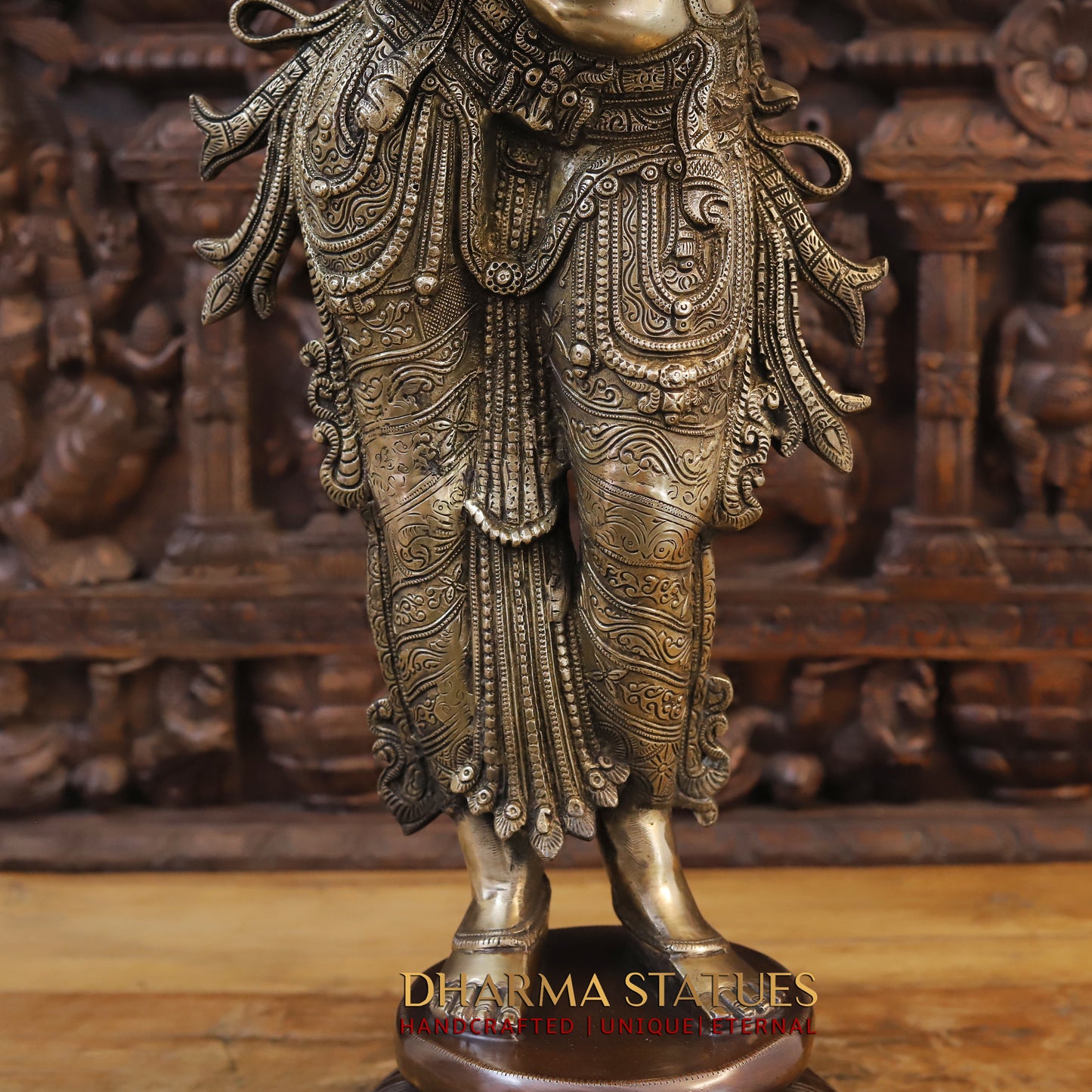 Brass Deeplakshmi holding Lamp, Copper & Golden Finish, 37"