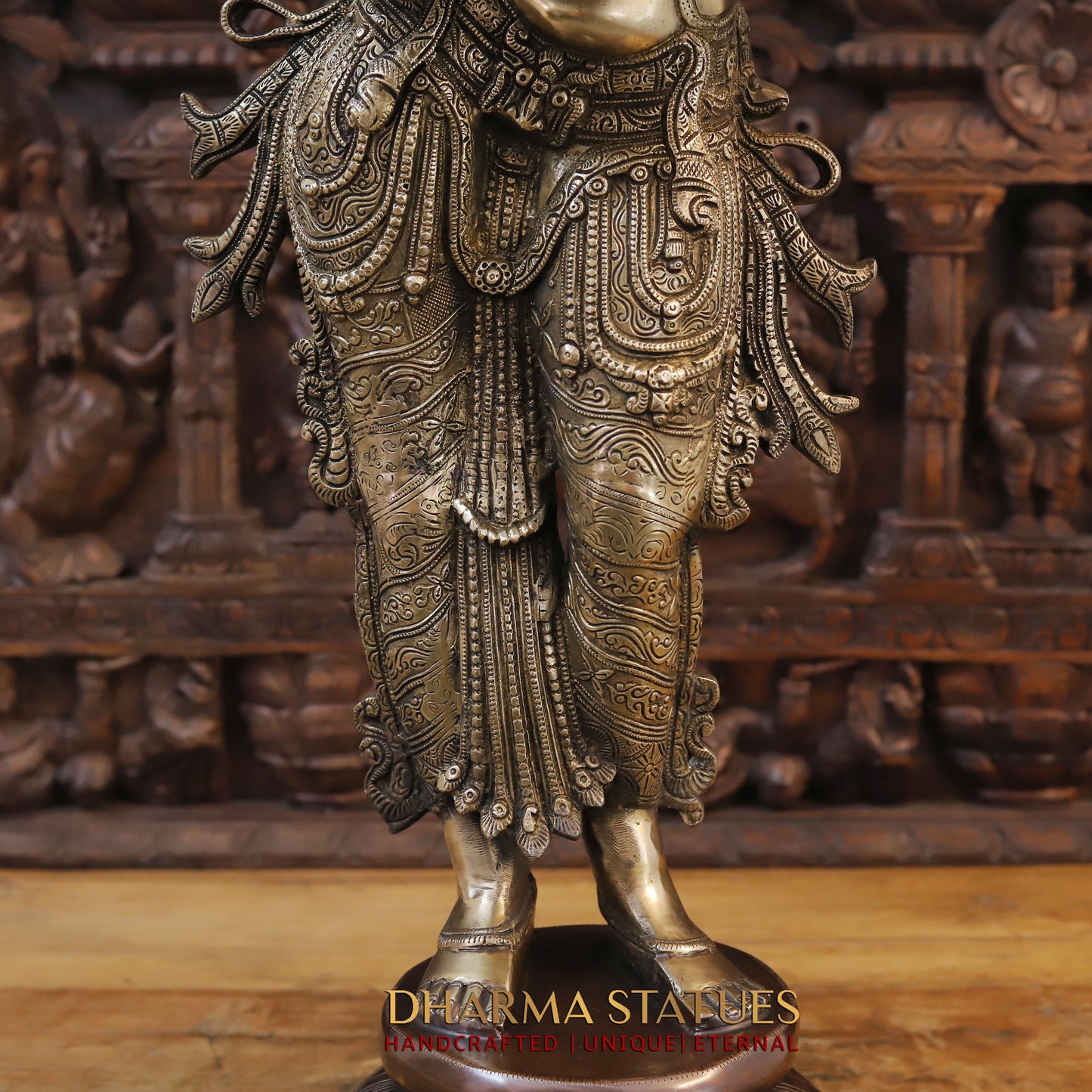 Brass Deeplakshmi holding Lamp, Copper & Golden Finish, 37"