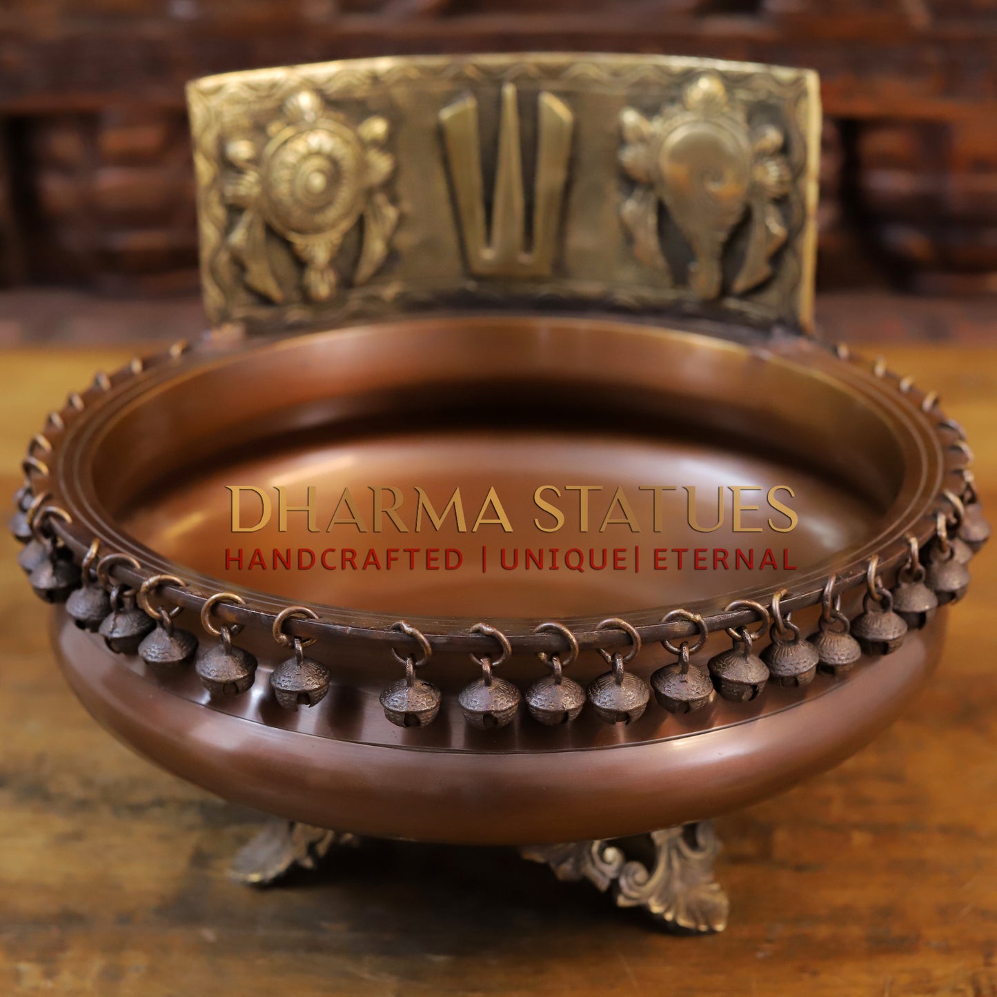 Brass Urli, Copper & Golden Finish, 9.5"