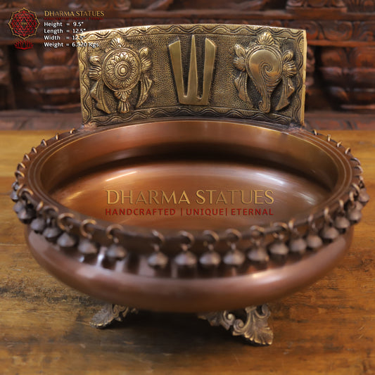 Brass Urli, Copper & Golden Finish, 9.5"