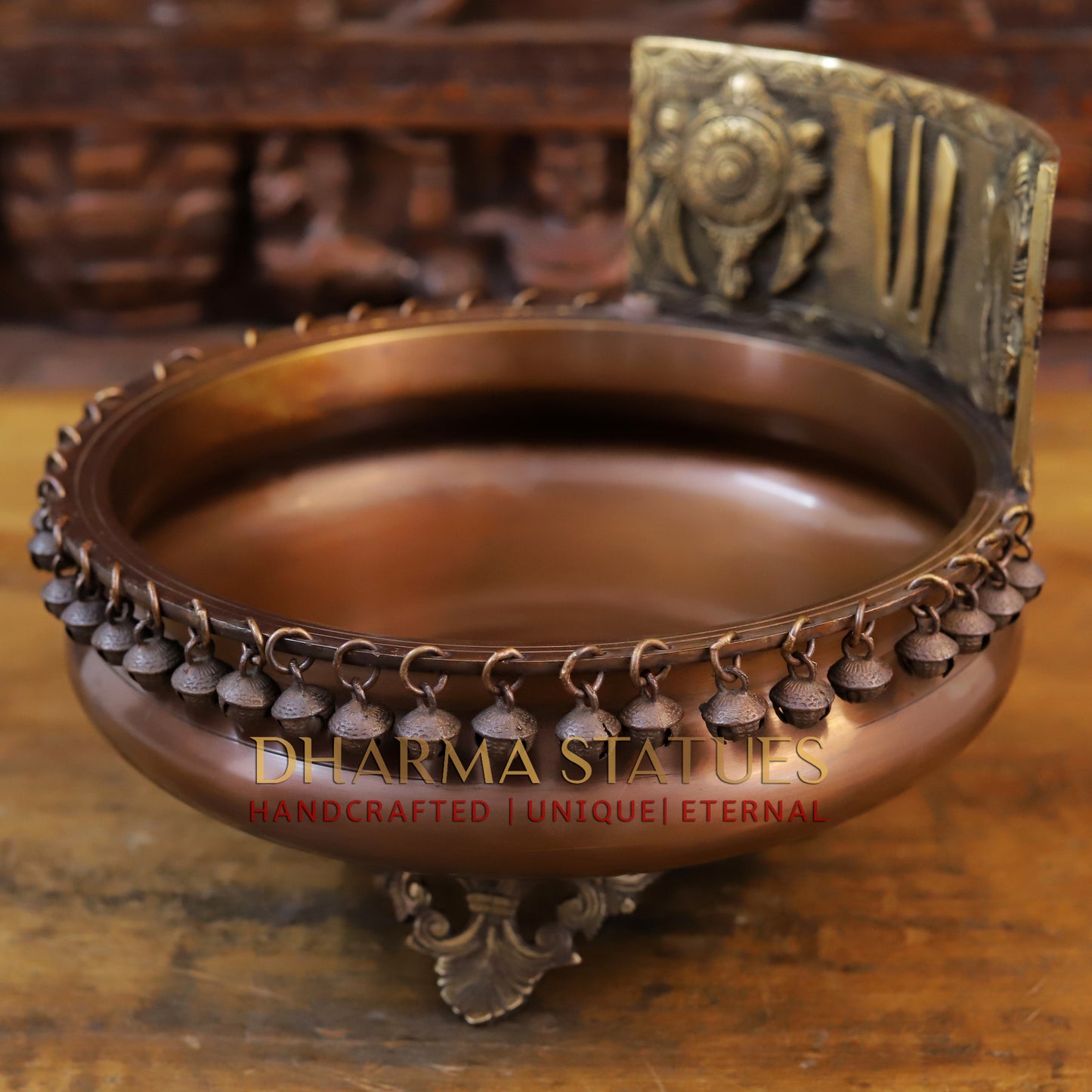 Brass Urli, Copper & Golden Finish, 9.5"