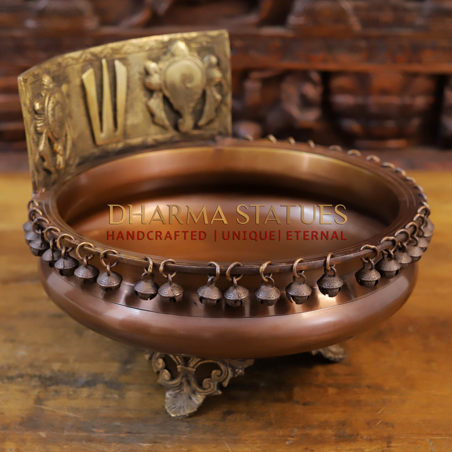 Brass Urli, Copper & Golden Finish, 9.5"