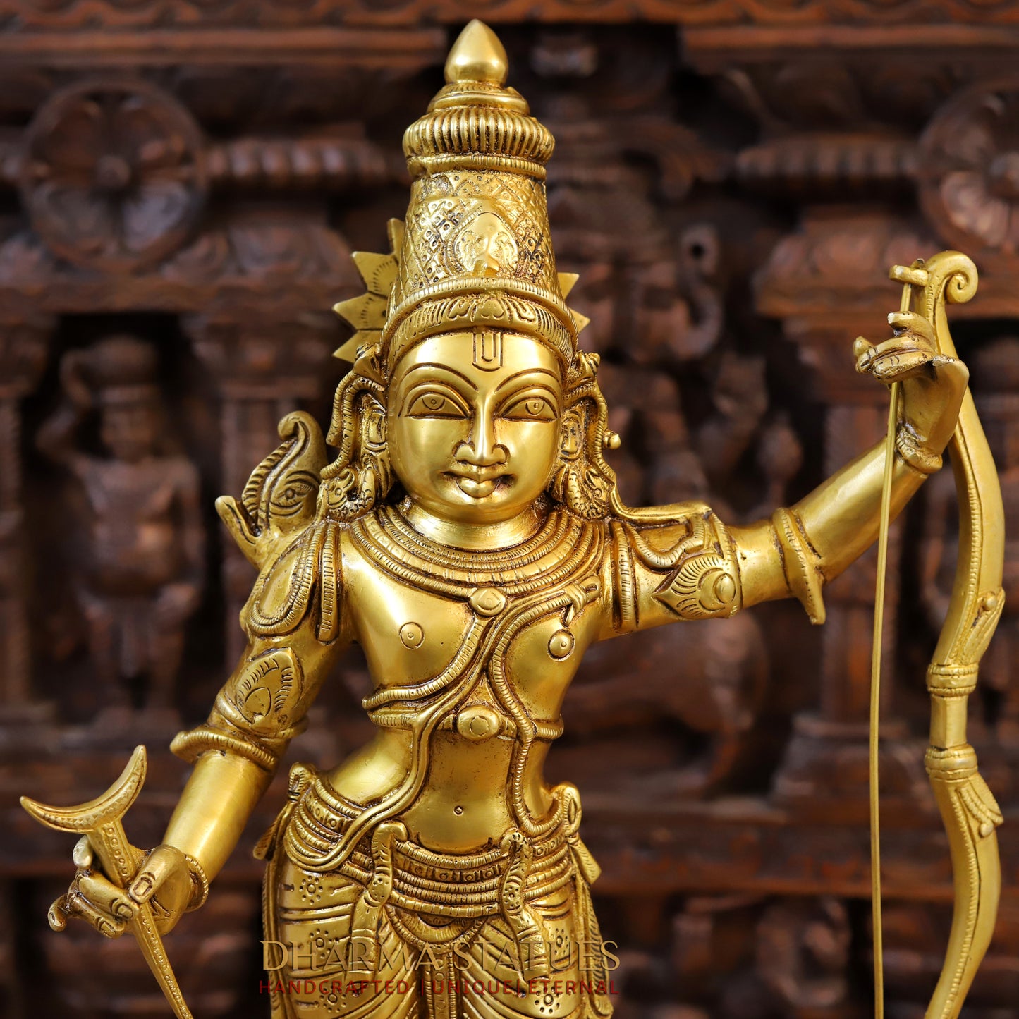 Brass Ram Darbar, God Ram, Laxman, Hanuman & Sita, Fine Gold Finish, 23"