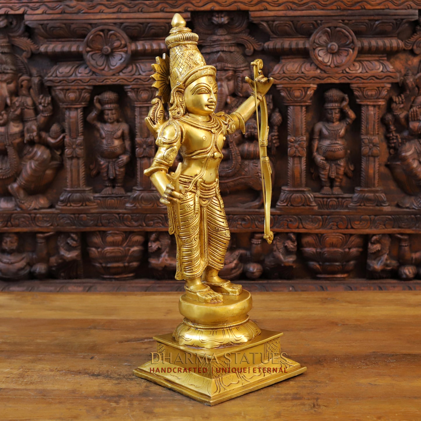 Brass Ram Darbar, God Ram, Laxman, Hanuman & Sita, Fine Gold Finish, 23"