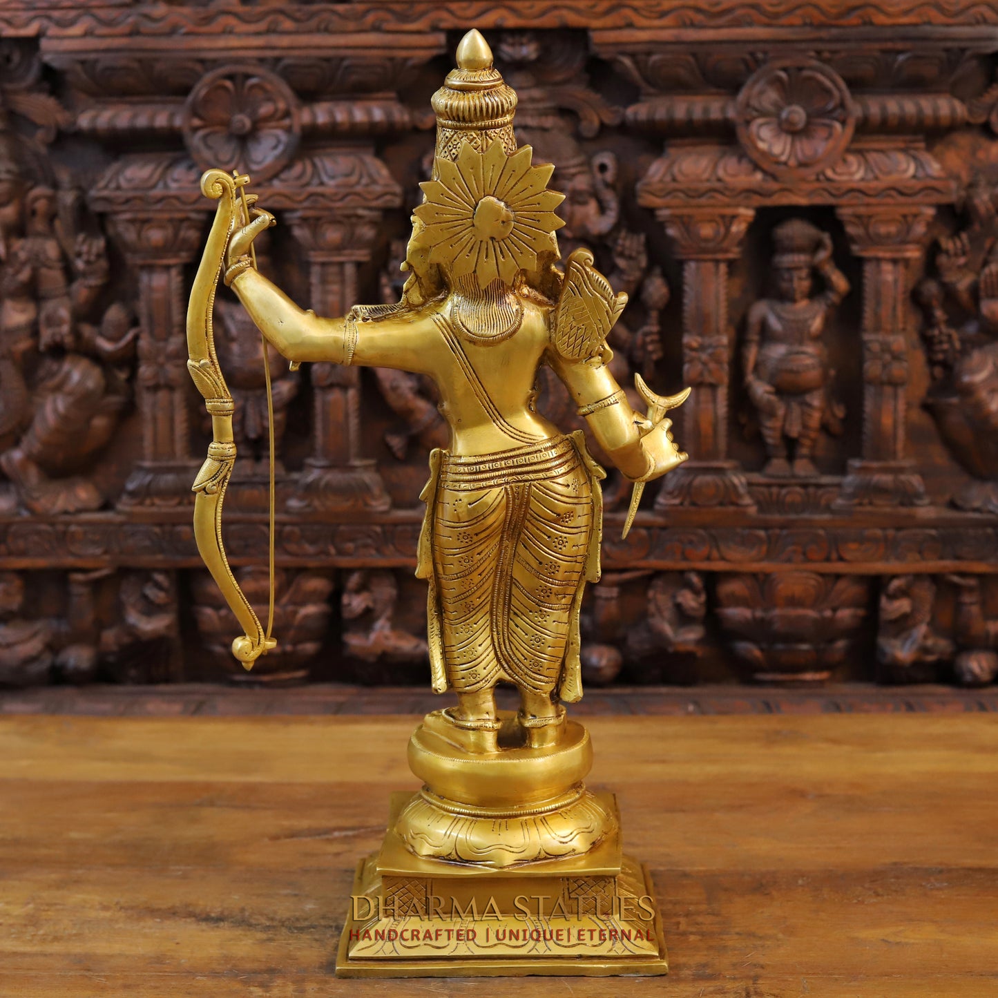 Brass Ram Darbar, God Ram, Laxman, Hanuman & Sita, Fine Gold Finish, 23"