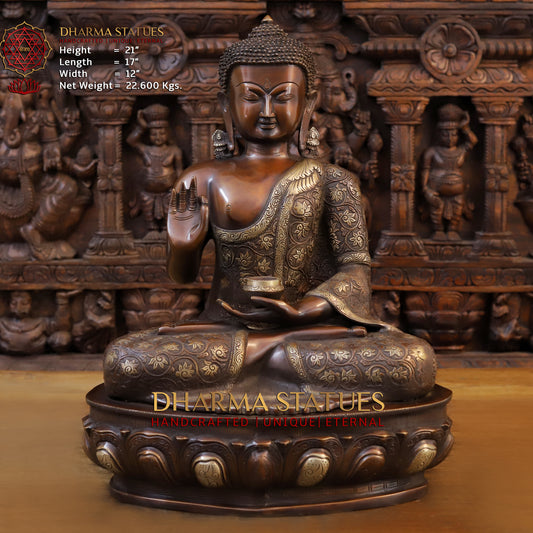Brass Buddha Idol 21"