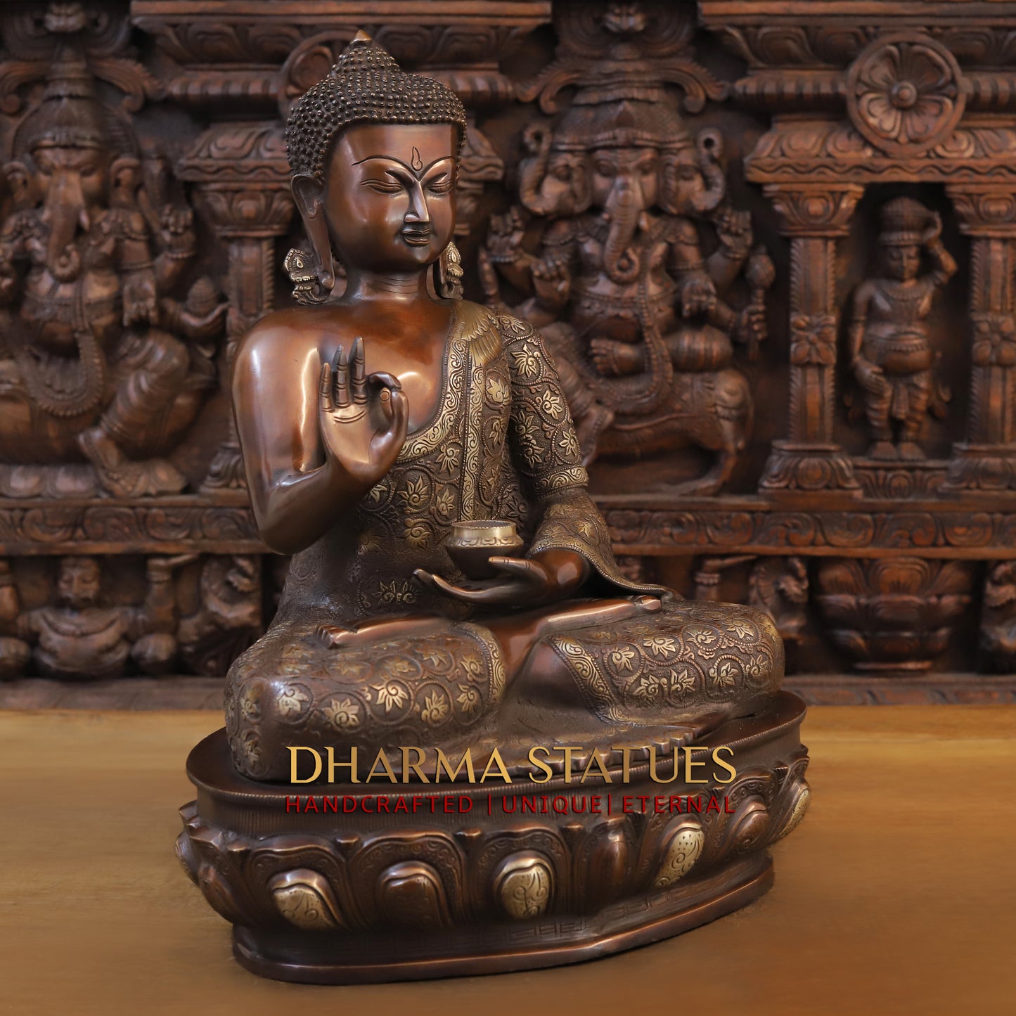 Brass Buddha Idol 21"