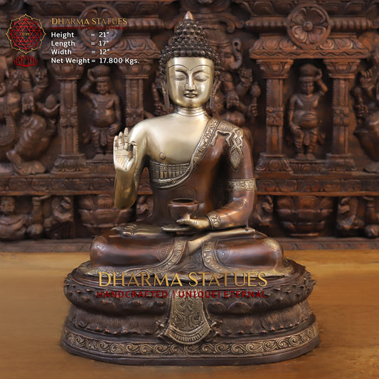 Brass Buddha Idol 21"