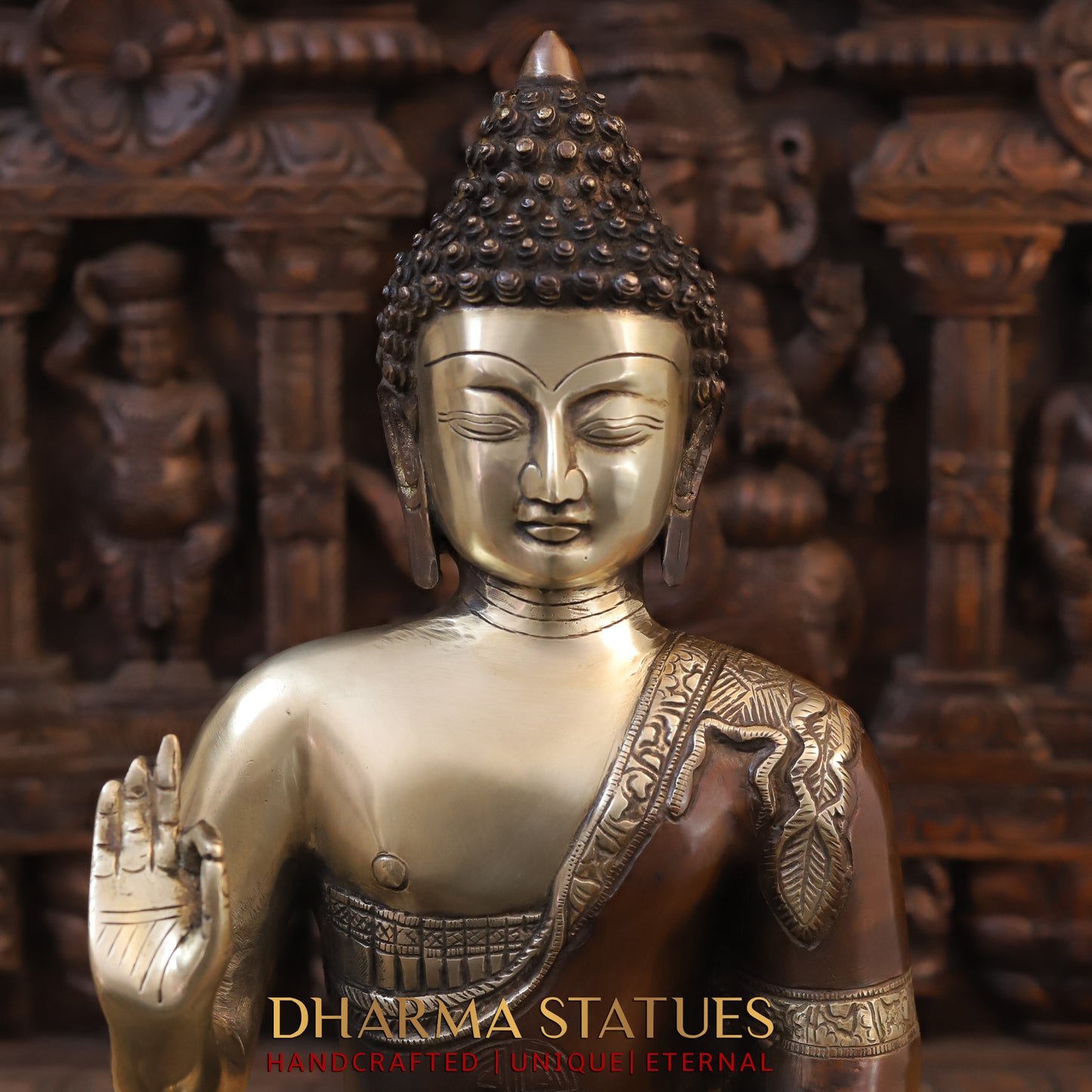 Brass Buddha Idol 21"