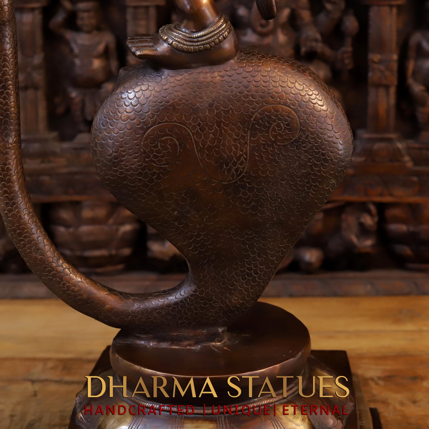 Brass Krishna Standing on Kaliya serpant 41"