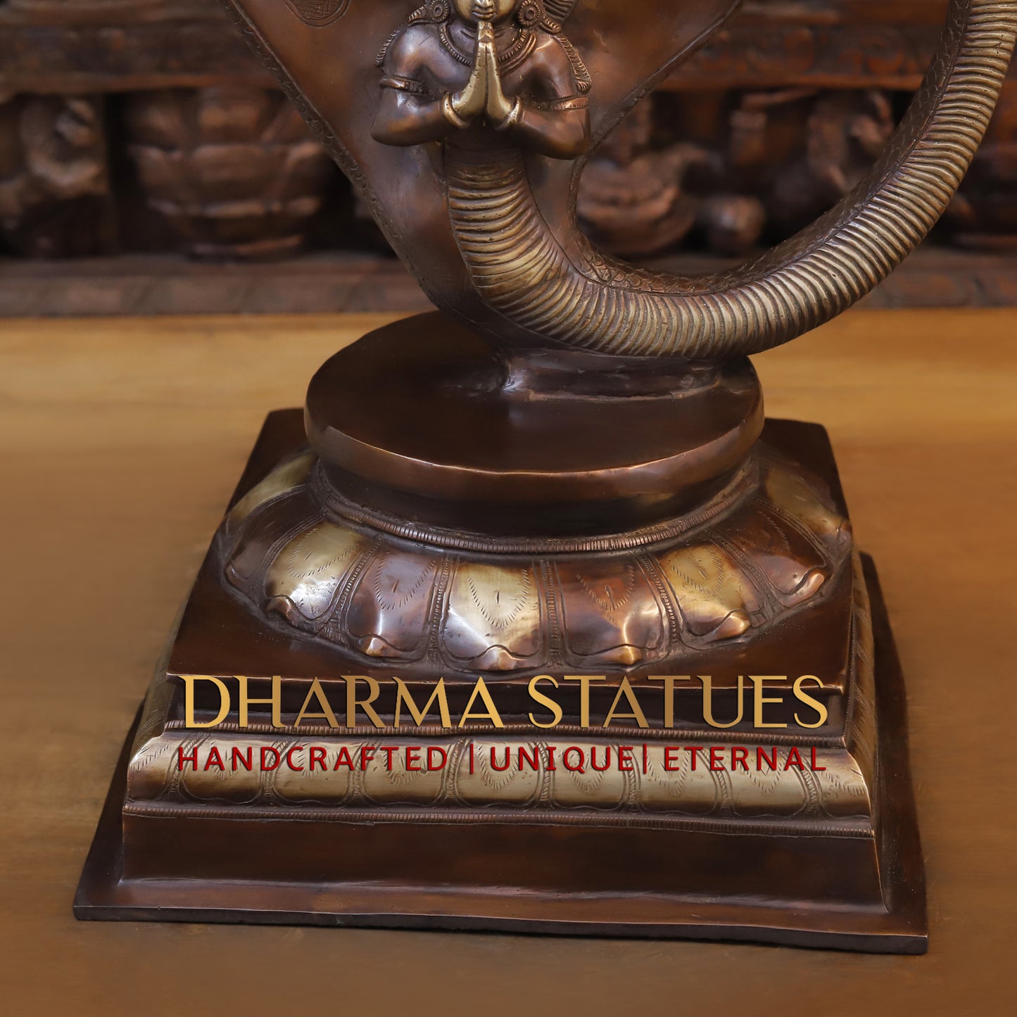 Brass Krishna Standing on Kaliya serpant 41"
