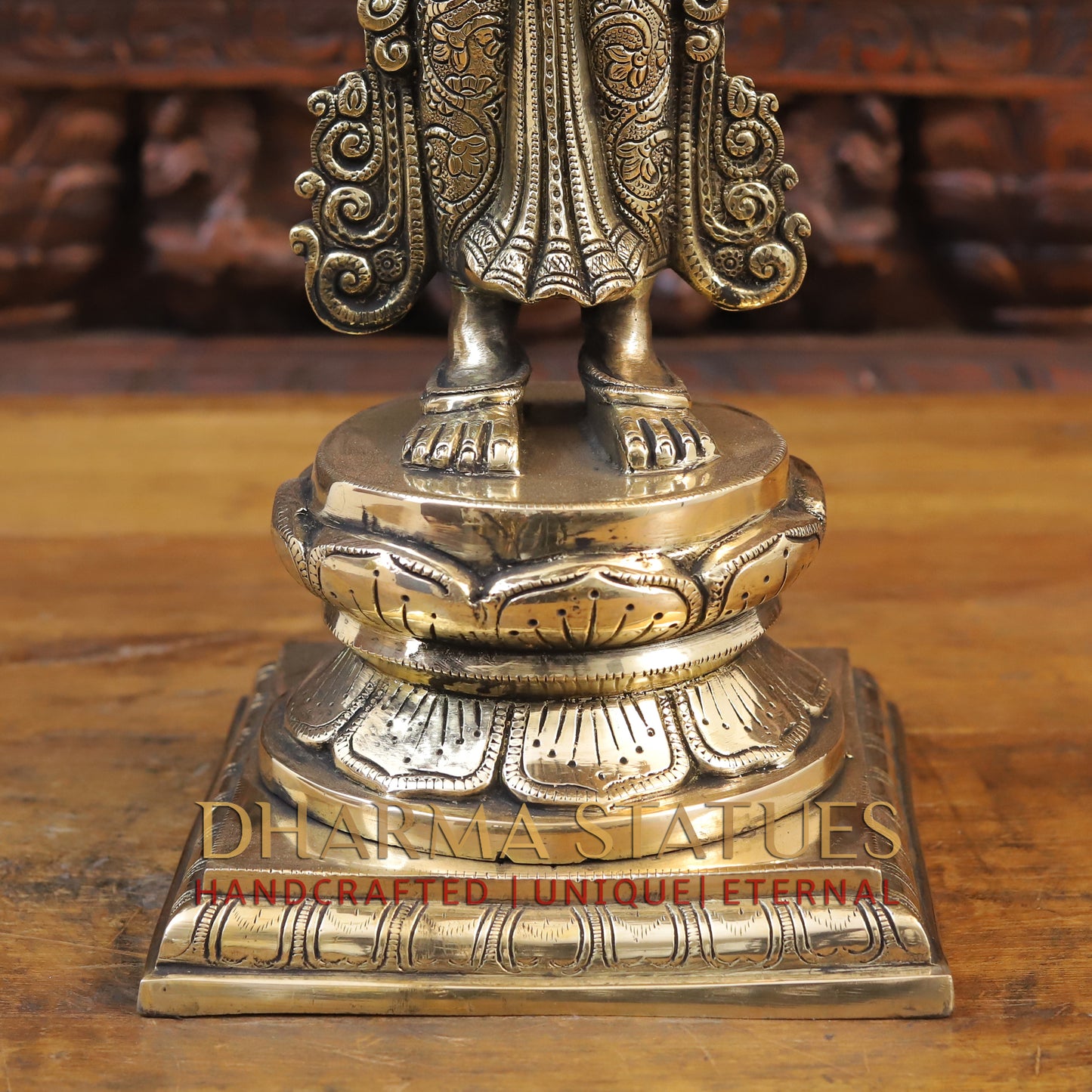 Brass Lakshmi Statue Holding Diya , Fine Gold Finish, 27"